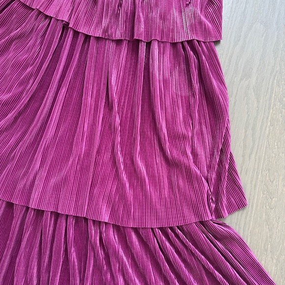 Sabina Musayev Judith Pink Purple Tiered Gown Metallic Maxi Dress - Size SMALL - Picture 8 of 11